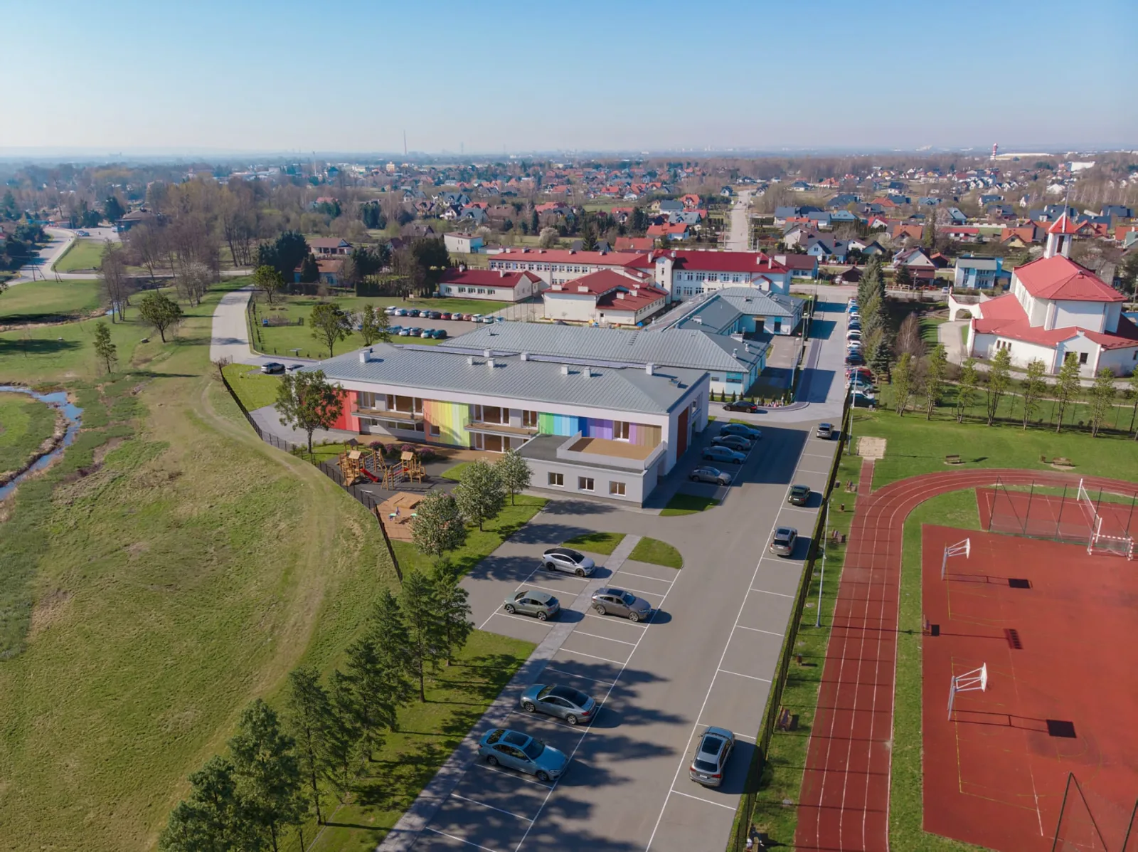Jasionka z lotu ptaka – teren pod budowę żłobka